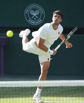 Tennis - 2025 Wimbledon Championships - Men™s Singles - 3rd round - Carlos Alcaraz v Jan Lennard Struff All England Lawn Tennis & Croquet Club - Friday 4th July 2025 Carlos Alcaraz of Spain 
