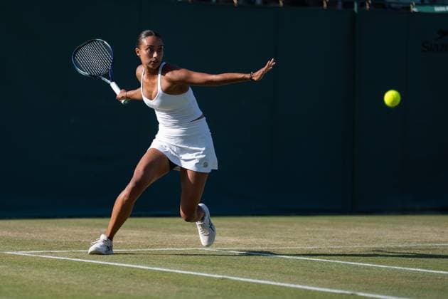 2025-07-04 Wimbledon 2025 LONDON, ENGLAND - JULY 4: Eden Silva of Great Britain during Wimbledon 2025 at All England Lawn Tennis & Croquet Club on July 4, 2025 in London, England. London All England Lawn Tennis & Croquet Club England Content not available for redistribution in The Netherlands directly or indirectly through any third parties. Copyright: xMarleenxFouchierx