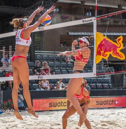 July 5, 2025, Gstaad, Bern, Switzerland: Gstaad Switzerland, 07 05 2025: BRANDIE WILKERSON of Canada against TINA GRAUDINA of Latonia during Swatch Beach Pro Gstaad 2025, Swatch Beach Pro Gstaad 2025 took place in the famous ski resort and which organizes events like the EFG Swiss Open Gstaad ATP, Tennis Herren 250 and the Polo Gold Club Gstaad 2024 and took place at Roy Emerson Arena in Gstaad. Gstaad Switzerland - ZUMAd206 20250705_zip_d206_010 Copyright: xEricxDubostx