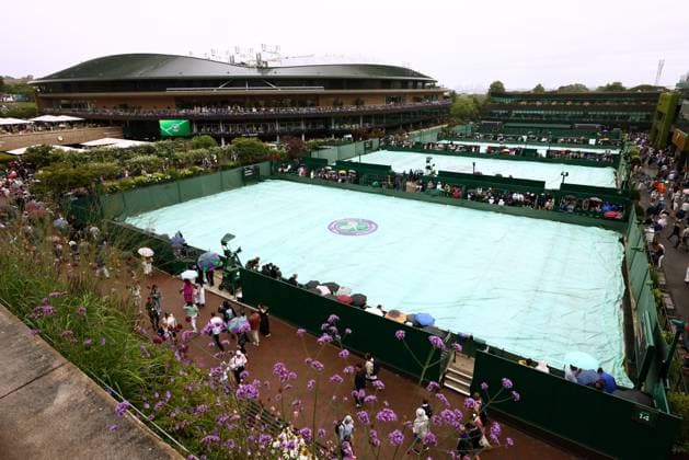 General views around the grounds as play is stopped due to rain. Wimbledon Tennis Championships, Day 6, The All England Lawn Tennis and Croquet Club, London, UK - 05 Jul 2025London The All England Lawn Tennis and United Kingdom  Copyright: xJamesxMarsh Shutterstockx 15385618k