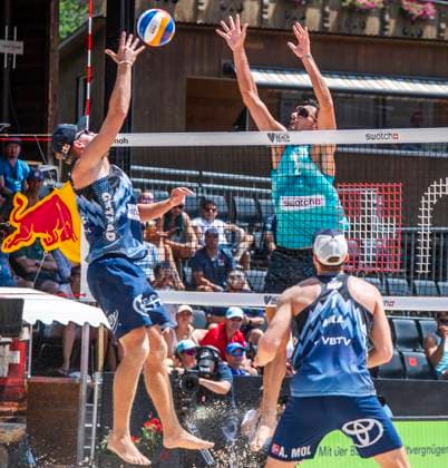 July 5, 2025, Puidoux, Puidoux, Switzerland: Gstaad Switzerland, 07 05 2025: ANDERS BERMSTEN MOL of Norway against ANDRE LOYOLA STEIN of Brazil during Swatch Beach Pro Gstaad 2025, Swatch Beach Pro Gstaad 2025 took place in the famous ski resort and which organizes events like the EFG Swiss Open Gstaad ATP, Tennis Herren 250 and the Polo Gold Club Gstaad 2024 and took place at Roy Emerson Arena in Gstaad. Puidoux Switzerland - ZUMAd206 20250705_zip_d206_038 Copyright: xEricxDubostx