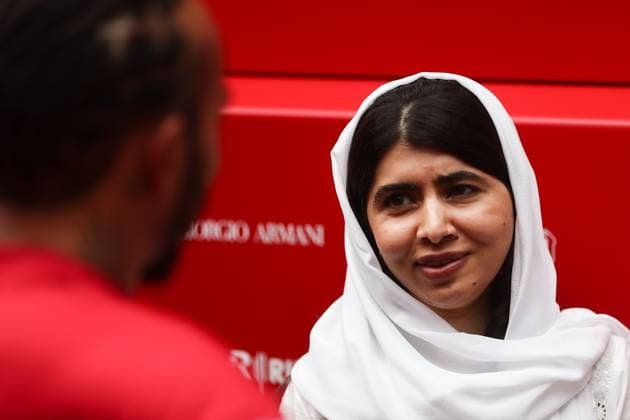 F1 British Grand Prix 2024 Practice 3 Lewis Hamilton of Ferrari and Malala Yousafzai after third practice ahead of the Formula 1 British Grand Prix at Silverstone Circuit in Northampton, Great Britain on July 5, 2024. Northampton United Kingdom  Copyright: xJakubxPorzyckix originalFilename:porzycki-f1britis250705_np17a.jpg
