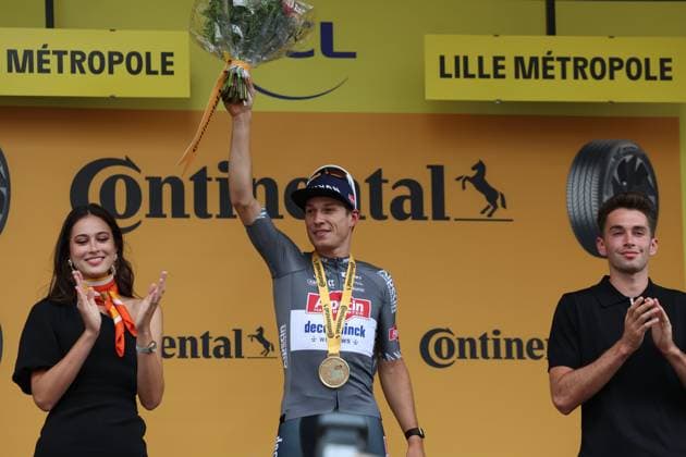TOUR DE FRANCE 2025 PHOTOPQR VOIX DU NORD SM ; 05 07 2025 ; Lille, le 05 07 2025, Arrivee de la 1ere etape du Tour de France entre Lille et Lille Belgian Jasper Philipsen of Alpecin-Deceuninck wins the first stage French cycling race Tour de France 2024 takes place in july 2025 1 France  Copyright: xPHOTOPQR VOIXxDUxNORD MAXPPPxSMx 20250705VDN0040 20250705VDN0040