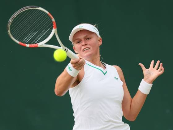 Belgian Jeline Vandromme pictured in action during a tennis match against Spanish Torner-Sensano, in the first round of the girls singles at the 2025 Wimbledon grand slam tournament, Saturday 05 July 2025 at the All England Tennis Club, in South-West London, Britain. BENOITxDOPPAGNE  x128491464x