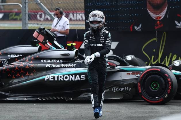 F1 British Grand Prix 2025 Qualifying George Russell of Mercedes after qualifying ahead of the Formula 1 British Grand Prix at Silverstone Circuit in Northampton, Great Britain on July 5, 2025. Northampton United Kingdom  Copyright: xJakubxPorzyckix originalFilename:porzycki-f1britis250705_npeZY.jpg