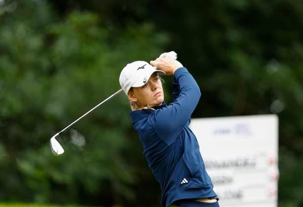 5th July 2025; The O& x2019;Meara Course at Carton House, Maynooth, County Kildare, Ireland; KPMG Womens Irish Open Golf, Round 3; Hannah Screen of England tees off on the 14th hole  ActionPlus12810107 PeterxFitzpatrick