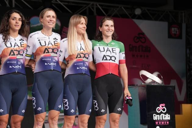 Elisa Longoborghini during the team presentation ahead of the Giro d™Italia women cycling race in Bergamo. The race starts on Sunday July 6, with the first Tudor ITT stage over 14,2 km, from and to Bergamo, North Italy - Saturday, July 5, 2025. - cycling .  Copyright: xMassimoxPaolone LaPressex