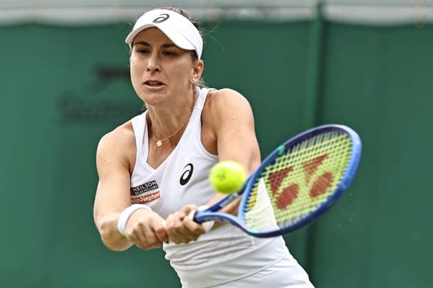 Belinda Bencic, SUI, during third round of 2025 All England Lawn Tennis Championships at Wimbledon, womens singles, London, 05 07 2025; -