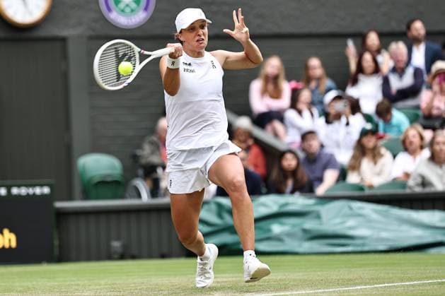 Iga Swiatek, POL, during third round of 2025 All England Lawn Tennis Championships at Wimbledon, womens singles, London, 05 07 2025; -