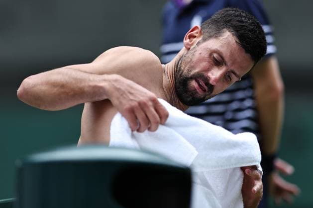 Novak Djokovic, SRB, during third round of 2025 All England Lawn Tennis Championships at Wimbledon, mens singles, London, 05 07 2025; -