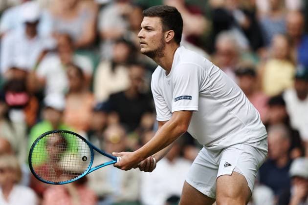 Miomir Kecmanovic, SRB, during third round of 2025 All England Lawn Tennis Championships at Wimbledon, mens singles, London, 05 07 2025; -