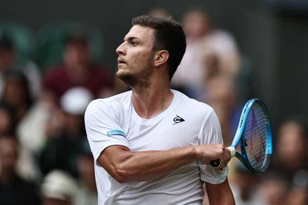 Miomir Kecmanovic, SRB, during third round of 2025 All England Lawn Tennis Championships at Wimbledon, mens singles, London, 05 07 2025; -