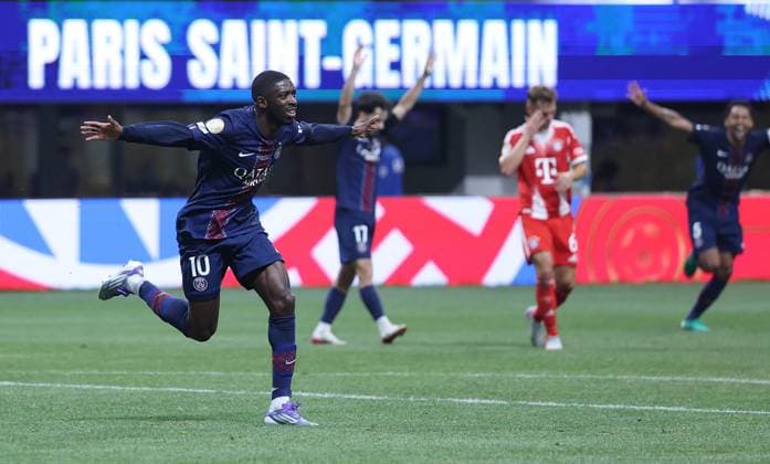(250706) -- ATLANTA, July 6, 2025 -- Ousmane Dembele of Paris Saint-Germain celebrates scoring during the quarterfinal match between Paris Saint-Germain (FRA) and FC Bayern Munich (GER) at the FIFA Club World Cup 2025 at the Mercedes-Benz Stadium, Atlanta, Georgia, the United States, July 5, 2025. ) (SP)U.S.-ATLANTA-FOOTBALL-FIFA CLUB WORLD CUP-QUARTERFINALS-PARIS SAINT-GERMAIN VS FC BAYERN MUNICH LixMing 