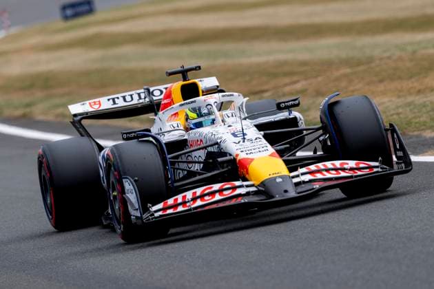 NORTHAMPTONSHIRE, ENG - JULY 05: Isack Hadjar of France and Team Racing Bulls (6) comes into the pit during Qualifying at the F1 Grand Prix of Great Britain on July 05, 2025 at Silverstone Circuit in Northampton, England. (Photo by Bob Kupbens Icon Sportswire) AUTO: JUL 05 F1 British Grand Prix EDITORIAL USE ONLY Icon250705230