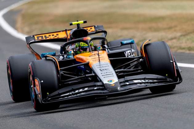 NORTHAMPTONSHIRE, ENG - JULY 05: Lando Norris of the United Kingdom and Team McLaren (4) comes into the pit during Qualifying at the F1 Grand Prix of Great Britain on July 05, 2025 at Silverstone Circuit in Northampton, England. (Photo by Bob Kupbens Icon Sportswire) AUTO: JUL 05 F1 British Grand Prix EDITORIAL USE ONLY Icon250705234