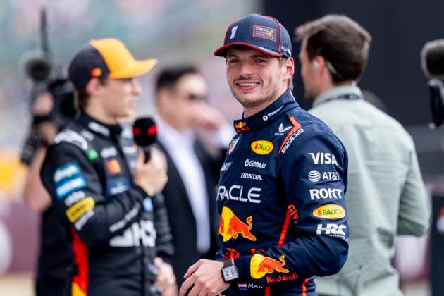 NORTHAMPTONSHIRE, ENG - JULY 05: Max Verstappen of the Netherlands and Team Red Bull Racing (1) smiles after qualifying in pole position during Qualifying at the F1 Grand Prix of Great Britain on July 05, 2025 at Silverstone Circuit in Northampton, England. (Photo by Bob Kupbens Icon Sportswire) AUTO: JUL 05 F1 British Grand Prix EDITORIAL USE ONLY Icon250705269