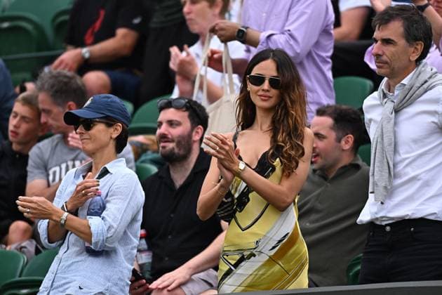 2025 Wimbledon Championships - Day 6 Grigor Dimitrov’s girlfriend Eiza Gonzalez during his third round match at the 2025 Wimbledon Championships at the AELTC in London, GREAT BRITAIN, on July 5, 2025. Photo by Corinne Dubreuil ABACAPRESS.COM London United Kingdom  Copyright: xDubreuilxCorinne ABACAx