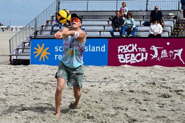 Beachvollyball I Herren I Damen I Halbfinale I National l St. Peter Ording I Strand I Sandbank I Festival Charakter I SPO I 06.07.2025 I Wolf Georg (Eintracht Spontent) , Rock the Beach - die Nationale Beach-Vollyball Serie mit Festival-Charakter auf der Sandbank Strand in Ording vom 04.07. - 06.07.2025 , Qualifikation zur Deutschen Meisterschaft , Ording Sandbank Schleswig-Holstein Deutschland