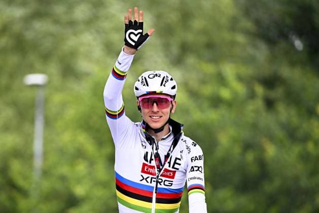 Slovenian Tadej Pogacar of UAE Team Emirates pictured at the start of the second stage of the 2025 Tour de France cycling race, from Lauwin-Planque to Boulogne-sur-Mer (212 km), on Sunday 06 July 2025 in France. The 112th edition of the Tour de France starts on Saturday 5 July in Lille, and will finish in Paris on the 27th of July. JASPERxJACOBS  x128534364x