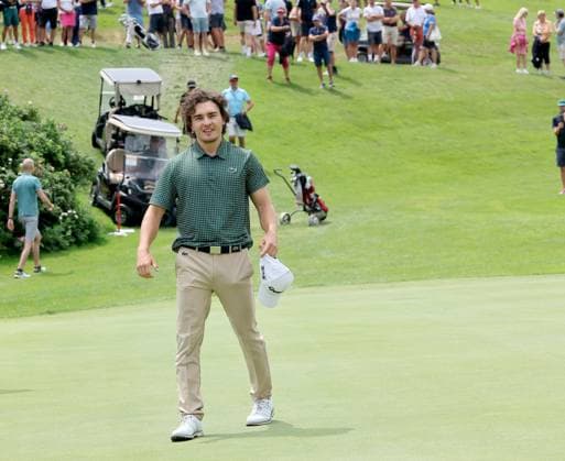 GOLF - Interwetten Open HAUS,AUSTRIA,06.JUL.25 - GOLF - Interwetten Open, HotelPlanner Tour, Golfclub Schladming. Image shows the rejoicing of Maximilian Steinlechner (AUT).  GEPAxpictures xHansxOberlaender