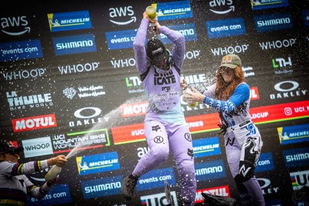 Whoop Downhill Worldcup La Thuile HOFMANN Nina SANTA CRUZ SYNDICATEat Whoop Downhill Worldcup La Thuile, 06.07.2025,in La Thuile,ITA Foto: Sebastian Sternemann
