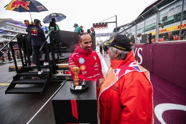 F1 - BRITISH GRAND PRIX 2025 HAMILTON Lewis (gbr), Scuderia Ferrari SF-25, portrait and LEGO Marshal Award during the Formula 1 Qatar Airways British Grand Prix 2025, 12th round of the 2025 FIA Formula One World Championship, WM, Weltmeisterschaft from July 4 to 6, 2025 on the Silverstone Circuit, in Silverstone, United Kingdom - SilverstoneUnited Kingdom  Copyright: xEricxAlonsox