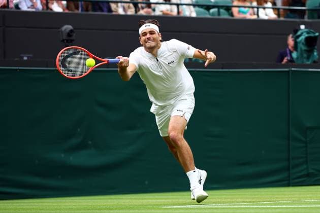 Taylor Fritz during his fourth round match Wimbledon Tennis Championships, Day 7, The All England Lawn Tennis and Croquet Club, London, UK - 06 Jul 2025London The All England Lawn Tennis and United Kingdom  Copyright: xJamesxMarsh Shutterstockx 15387062aa