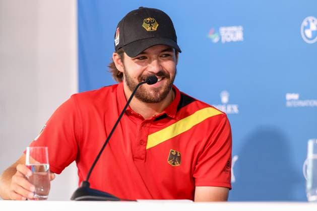 Amateur Tim Wiedemeyer (GER) bei der Pressekonferenz nach seiner Runde, 36. BMW International Open 2025, Golf, DP World Tour, Herren, Finale, 06.07.2025 Eichenried Bayern Deutschland