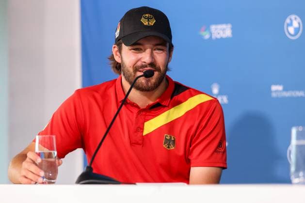 Amateur Tim Wiedemeyer (GER) bei der Pressekonferenz nach seiner Runde, 36. BMW International Open 2025, Golf, DP World Tour, Herren, Finale, 06.07.2025 Eichenried Bayern Deutschland