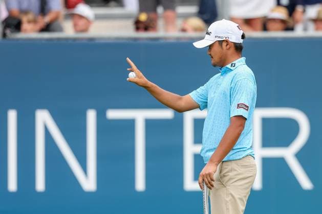 Kazuma Kobori (NZL) auf dem Green, 36. BMW International Open 2025, Golf, DP World Tour, Herren, Finale, 06.07.2025 Eichenried Bayern Deutschland