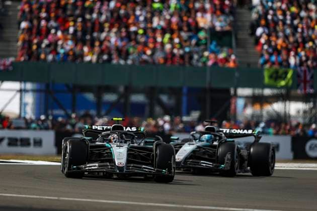 F1 - BRITISH GRAND PRIX 2025 12 KIMI ANTONELLI Andrea (ita), Mercedes AMG F1 Team W16, action 63 RUSSELL George (gbr), Mercedes AMG F1 Team W16, action during the Formula 1 Qatar Airways British Grand Prix 2025, 12th round of the 2025 FIA Formula One World Championship, WM, Weltmeisterschaft from July 4 to 6, 2025 on the Silverstone Circuit, in Silverstone, United Kingdom - SilverstoneUnited Kingdom Copyright: xANTONINxVINCENTx