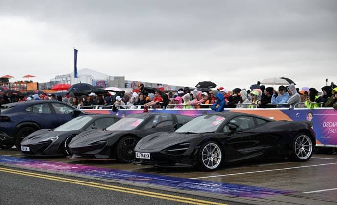 6th July 2025; Silverstone Circuit, Northamptonshire, England; Formula 1 2025 Qatar Airways British F1 Grand Prix; Race Day; drivers cars parked outside the Paddock at Silverstone  ActionPlus12810601 SimonxWest