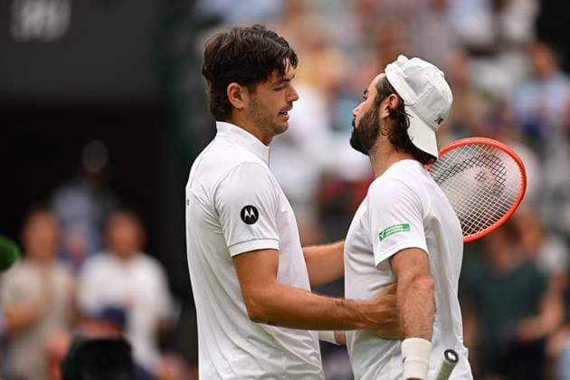 Wimbledon Championships - Day 7 - London Taylor Fritz (USA) during his fourth round match at the 2025 Wimbledon Championships at the AELTC in London, England, UK on July 6, 2025. Photo by Corinne Dubreuil ABACAPRESS.COM London England United Kingdom  Copyright: xDubreuilxCorinne ABACAx