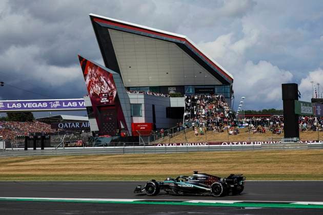 F1 - BRITISH GRAND PRIX 2025 63 RUSSELL George (gbr), Mercedes AMG F1 Team W16, action during the Formula 1 Qatar Airways British Grand Prix 2025, 12th round of the 2025 FIA Formula One World Championship, WM, Weltmeisterschaft from July 4 to 6, 2025 on the Silverstone Circuit, in Silverstone, United Kingdom - SilverstoneUnited Kingdom  Copyright: xFLORENTxGOODENx