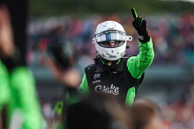 F1 - BRITISH GRAND PRIX 2025 HULKENBERG Nico (ger), Stake F1 Team Kick C45, portrait celebrates his first podium during the Formula 1 Qatar Airways British Grand Prix 2025, 12th round of the 2025 FIA Formula One World Championship, WM, Weltmeisterschaft from July 4 to 6, 2025 on the Silverstone Circuit, in Silverstone, United Kingdom - SilverstoneUnited Kingdom  Copyright: xEricxAlonsox