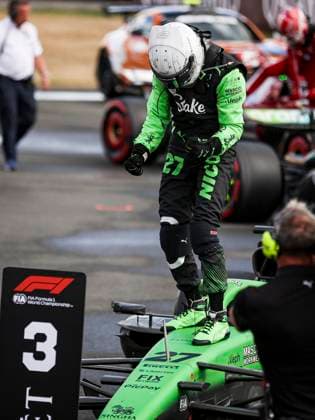 F1 - BRITISH GRAND PRIX 2025 HULKENBERG Nico (ger), Stake F1 Team Kick C45, portrait celebrates his first podium during the Formula 1 Qatar Airways British Grand Prix 2025, 12th round of the 2025 FIA Formula One World Championship, WM, Weltmeisterschaft from July 4 to 6, 2025 on the Silverstone Circuit, in Silverstone, United Kingdom - SilverstoneUnited Kingdom  Copyright: xEricxAlonsox