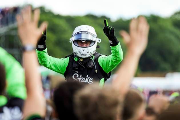 F1 - BRITISH GRAND PRIX 2025 HULKENBERG Nico (ger), Stake F1 Team Kick C45, portrait celebrates a podium during the Formula 1 Qatar Airways British Grand Prix 2025, 12th round of the 2025 FIA Formula One World Championship, WM, Weltmeisterschaft from July 4 to 6, 2025 on the Silverstone Circuit, in Silverstone, United Kingdom - SilverstoneUnited Kingdom  Copyright: xFLORENTxGOODENx