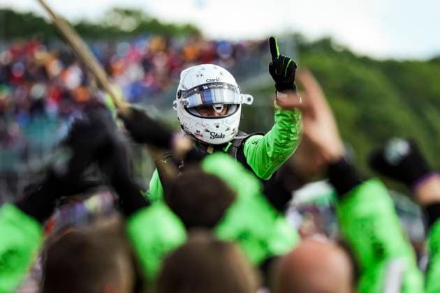 F1 - BRITISH GRAND PRIX 2025 HULKENBERG Nico (ger), Stake F1 Team Kick C45, portrait celebrates his first podium during the Formula 1 Qatar Airways British Grand Prix 2025, 12th round of the 2025 FIA Formula One World Championship, WM, Weltmeisterschaft from July 4 to 6, 2025 on the Silverstone Circuit, in Silverstone, United Kingdom - SilverstoneUnited Kingdom  Copyright: xFLORENTxGOODENx