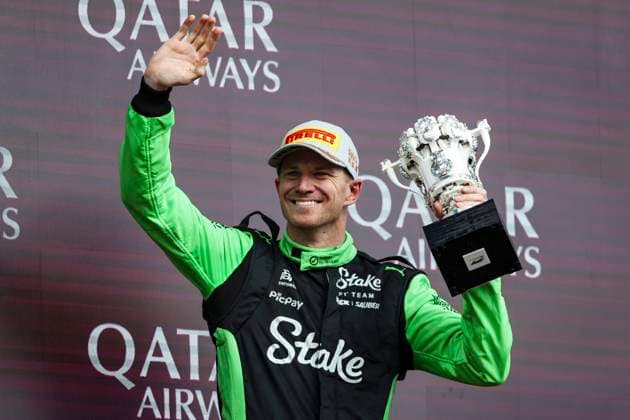 F1 - BRITISH GRAND PRIX 2025 HULKENBERG Nico (ger), Stake F1 Team Kick C45, portrait podium trophy during the Formula 1 Qatar Airways British Grand Prix 2025, 12th round of the 2025 FIA Formula One World Championship, WM, Weltmeisterschaft from July 4 to 6, 2025 on the Silverstone Circuit, in Silverstone, United Kingdom - SilverstoneUnited Kingdom  Copyright: xANTONINxVINCENTx