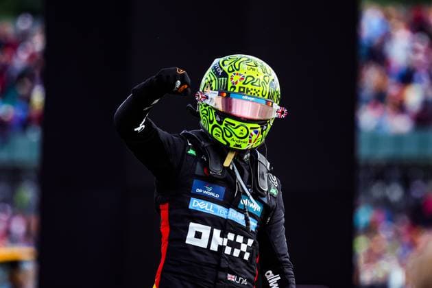 F1 - BRITISH GRAND PRIX 2025 NORRIS Lando (gbr), McLaren F1 Team MCL39, portrait celebrating the race victory during the Formula 1 Qatar Airways British Grand Prix 2025, 12th round of the 2025 FIA Formula One World Championship, WM, Weltmeisterschaft from July 4 to 6, 2025 on the Silverstone Circuit, in Silverstone, United Kingdom - SilverstoneUnited Kingdom  Copyright: xFLORENTxGOODENx