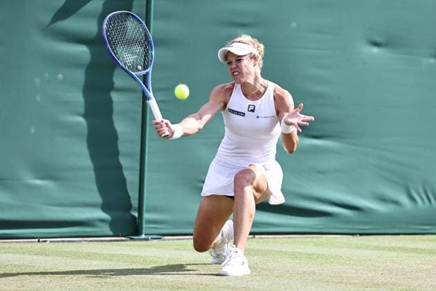 Laura Siegemund, GER, during fourth round of 2025 All England Lawn Tennis Championships at Wimbledon, womens singles, London, 06 07 2025; -