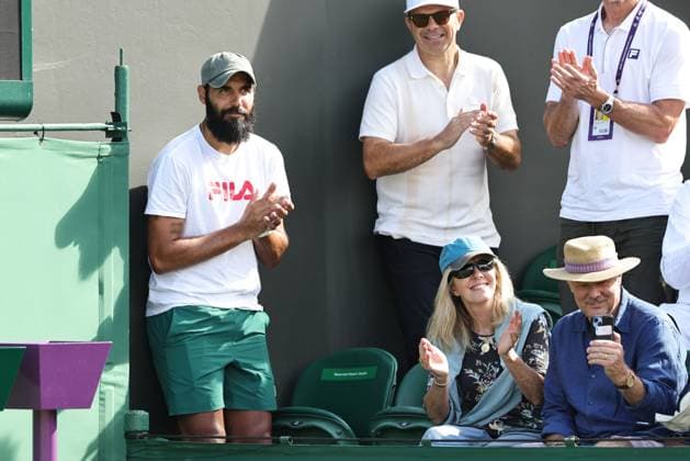 Antonio Zucca, friend and coach of Laura Siegemund, GER, during fourth round of 2025 All England Lawn Tennis Championships at Wimbledon, womens singles, London, 06 07 2025; -