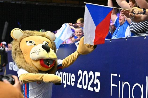 Czech mascot in action during the Men s Volleyball European Golden League - Final Four tournament: final game, Czechia vs Finland in Brno, Czech Republic, July 6, 2025. (CTKxPhoto VaclavxSalek) CTKPhotoP2025070604898  CTKPhotoP2025070604898