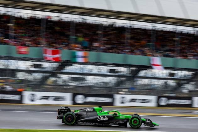 06.07.2025, Silverstone Circuit, Silverstone, FORMULA 1 QATAR AIRWAYS BRITISH GRAND PRIX 2025 , im Bild Sensationeller 3. Platz und damit das erste Podium im 239. Rennen für Nico Hülkenberg (DEU), Stake F1 Team Kick Sauber. (Photo by Martin Trenkler Hasan Bratic DeFodi Images)