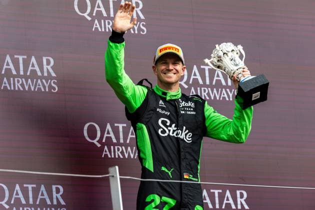 06.07.2025, Silverstone Circuit, Silverstone, FORMULA 1 QATAR AIRWAYS BRITISH GRAND PRIX 2025 , im Bild Sensationeller 3. Platz und damit das erste Podium im 239. Rennen für Nico Hülkenberg (DEU), Stake F1 Team Kick Sauber. (Photo by Martin Trenkler Hasan Bratic DeFodi Images)