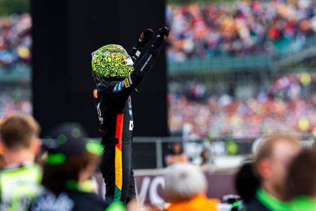 06.07.2025, Silverstone Circuit, Silverstone, FORMULA 1 QATAR AIRWAYS BRITISH GRAND PRIX 2025 , im Bild Sieger Lando Norris (GBR), McLaren F1 Team (Photo by Martin Trenkler Hasan Bratic DeFodi Images)
