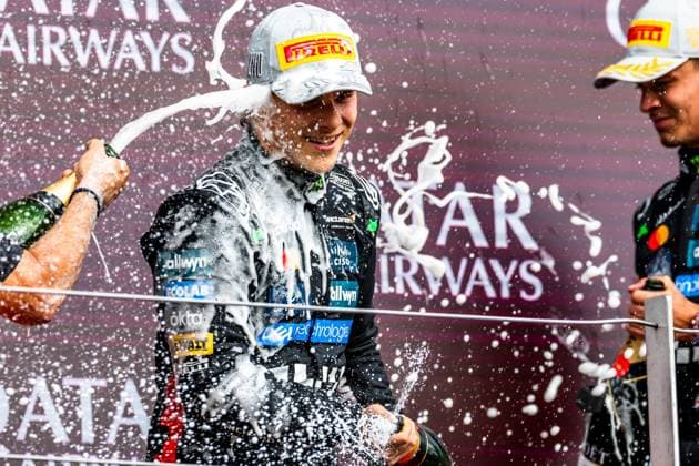 06.07.2025, Silverstone Circuit, Silverstone, FORMULA 1 QATAR AIRWAYS BRITISH GRAND PRIX 2025 , im Bild 2.Platz für Oscar Piastri (AUS), McLaren F1 Team (Photo by Martin Trenkler Hasan Bratic DeFodi Images)