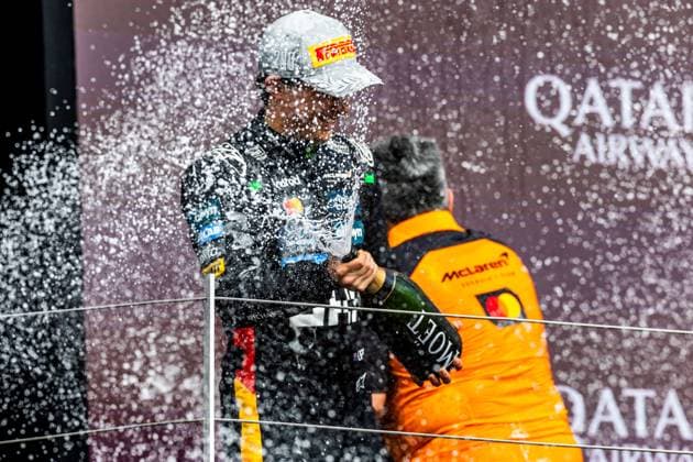 06.07.2025, Silverstone Circuit, Silverstone, FORMULA 1 QATAR AIRWAYS BRITISH GRAND PRIX 2025 , im Bild 2.Platz für Oscar Piastri (AUS), McLaren F1 Team (Photo by Martin Trenkler Hasan Bratic DeFodi Images)