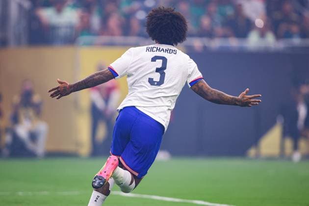 UNITED STATES VS MEXICO - COPA ORO - 06 JULIO 2025 HOUSTON,TEXAS. JULY 06th: Chris Richards 3 of United States Celebrate his a goal During the Final match between United States and Mexico in the Concacaf Gold Cup 2025, held at the NRG Stadium, in Houston,Texas (PHOTO BY FABIAN MEZA STRAFFON IMAGES IMAGO MANDATORY CREDIT EDITORIAL USE Copyright: xFABIANxMEZAx