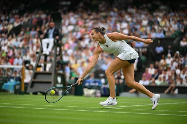 Wimbledon Championships - Day 7 Aryna Sabalenka (RUS) during her fourth match at the 2025 Wimbledon Championships at the AELTC in London, UK, on July 6, 2025. Photo by Corinne Dubreuil ABACAPRESS.COM London United Kingdom  Copyright: xDubreuilxCorinne ABACAx